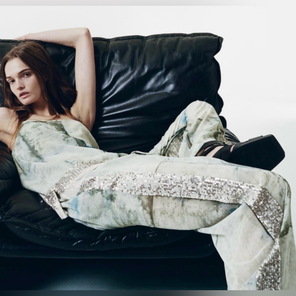 Zara printed sequin pants